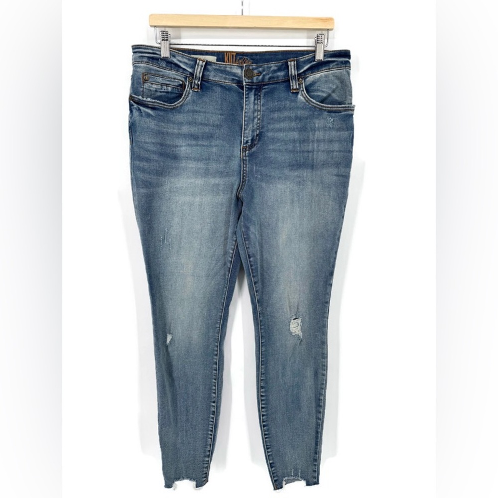 Kut from the Kloth Carlo Ankle Skinny Jeans Size 14 Distressed Raw Hem Mid‎ Rise
